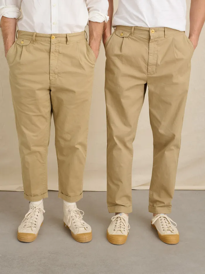 Men Alex Mill Pants Standard Pleated Pant In Chino Long Inseam Vintage Khaki
