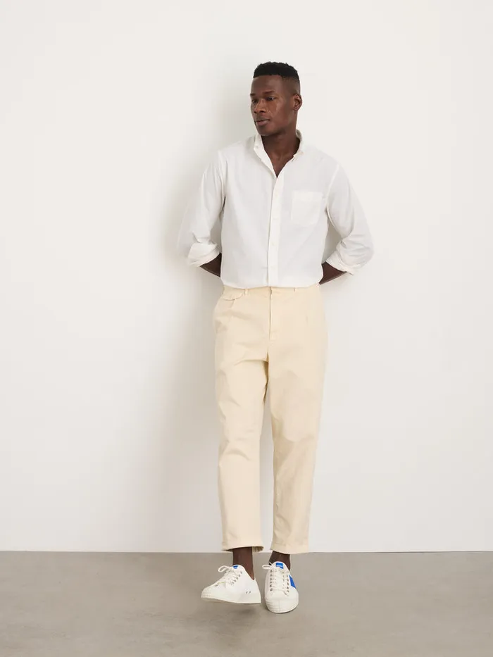 Men Alex Mill Pants Standard Pleated Pant In Chino Oat Milk