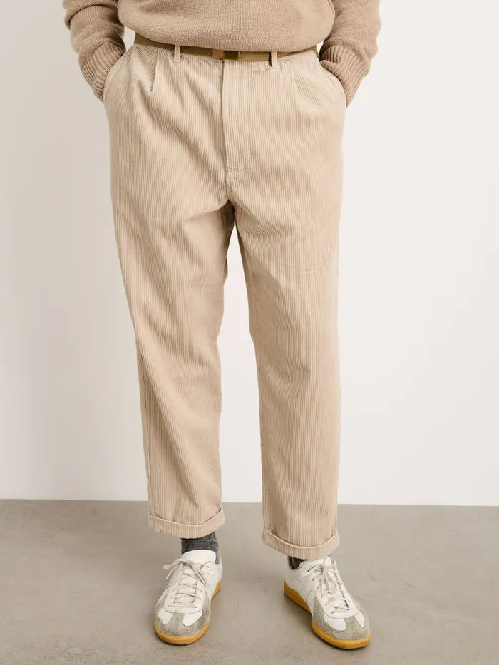 Men Alex Mill Pants Standard Pleated Pant In Corduroy Cloud Grey