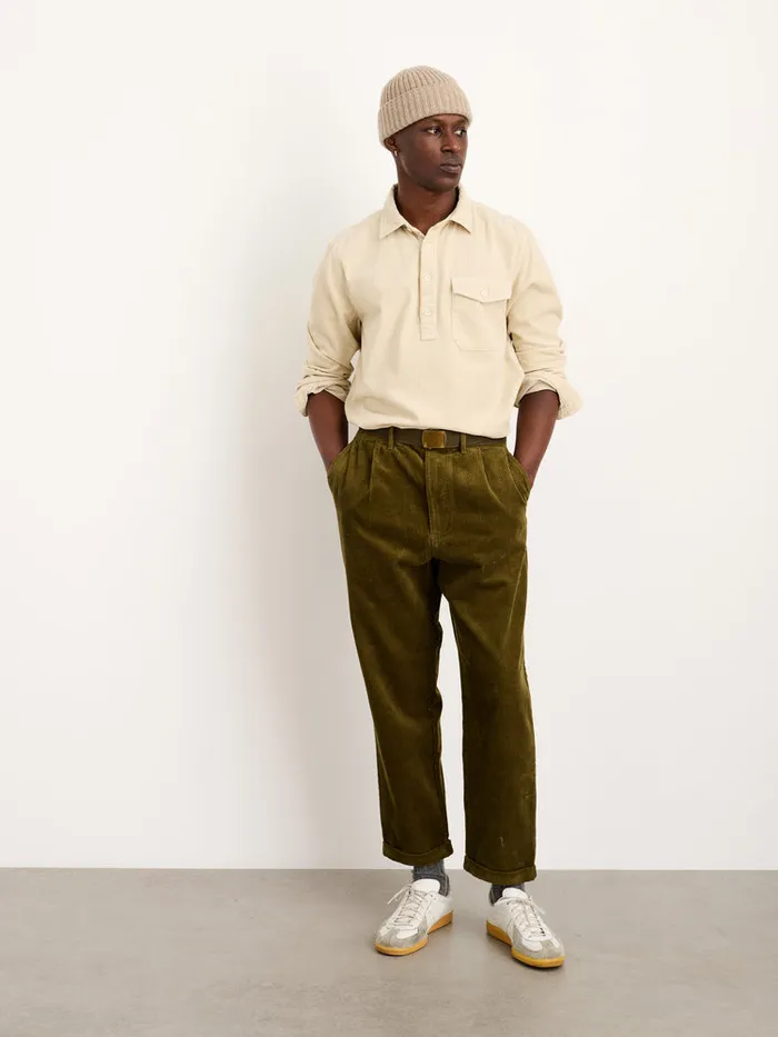 Men Alex Mill Pants Standard Pleated Pant In Corduroy Dark Olive
