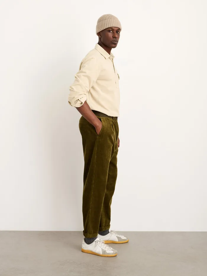 Men Alex Mill Pants Standard Pleated Pant In Corduroy Dark Olive