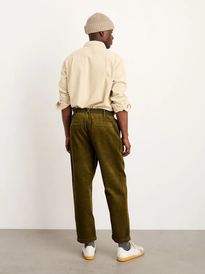 Men Alex Mill Pants Standard Pleated Pant In Corduroy Dark Olive