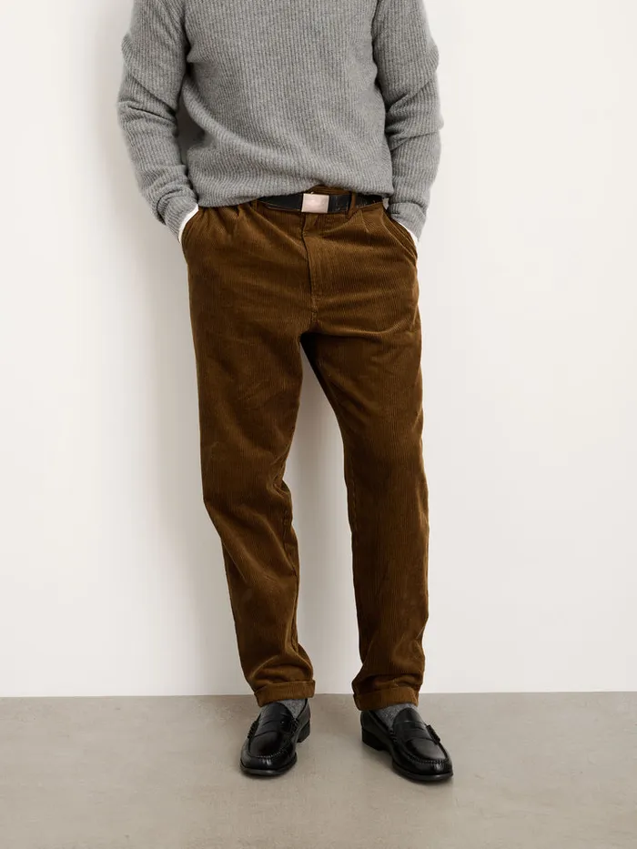 Men Alex Mill Pants Standard Pleated Pant In Corduroy Long Inseam Saddle