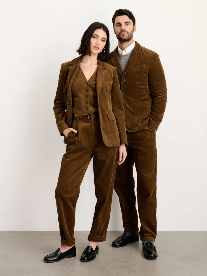 Men Alex Mill Pants Standard Pleated Pant In Corduroy Long Inseam Saddle