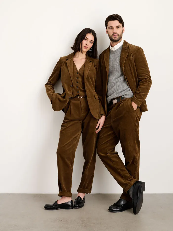 Men Alex Mill Pants Standard Pleated Pant In Corduroy Long Inseam Saddle