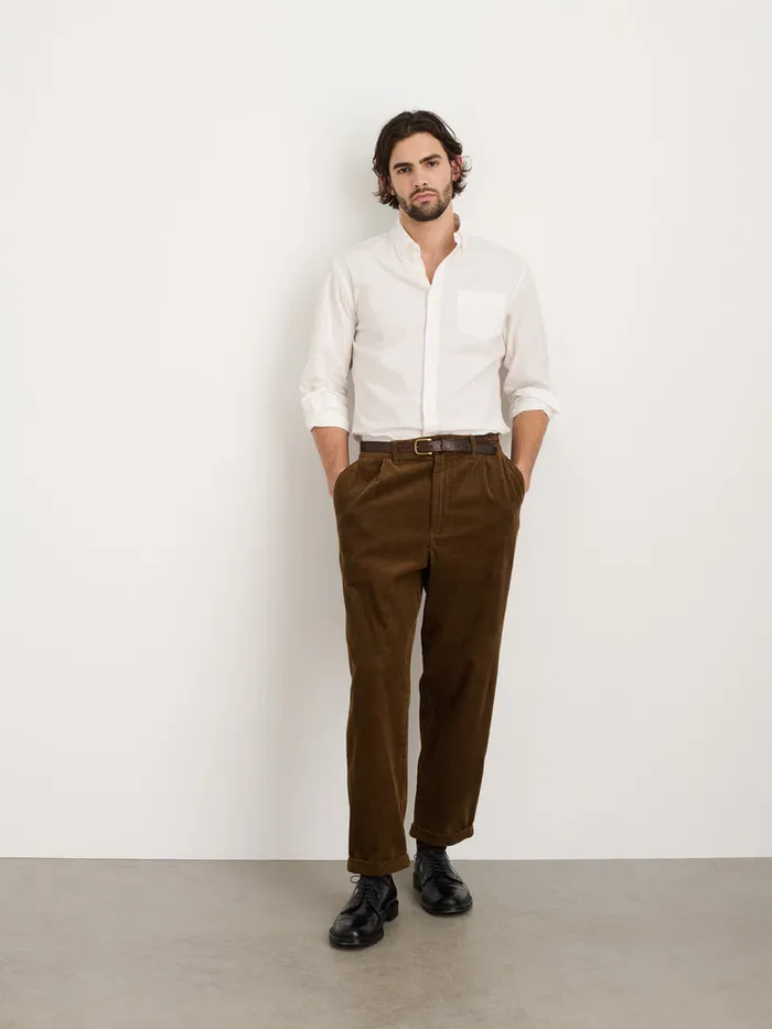 Men Alex Mill Pants Standard Pleated Pant In Corduroy Saddle