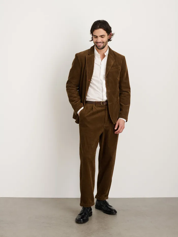 Men Alex Mill Pants Standard Pleated Pant In Corduroy Saddle