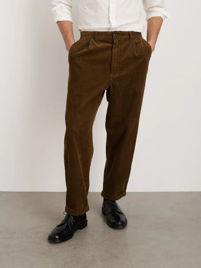 Men Alex Mill Pants Standard Pleated Pant In Corduroy Saddle