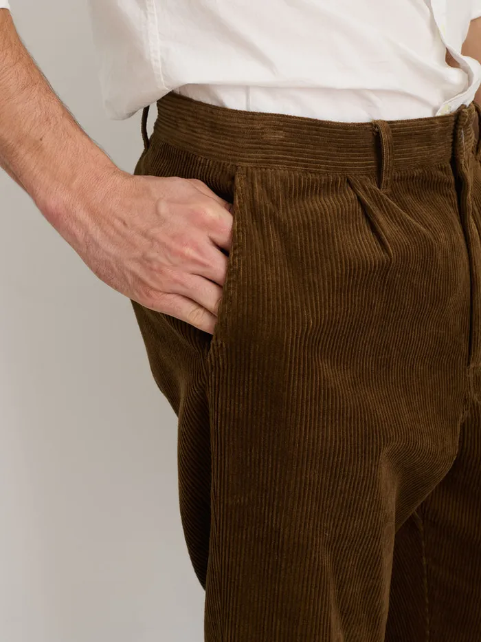Men Alex Mill Pants Standard Pleated Pant In Corduroy Saddle