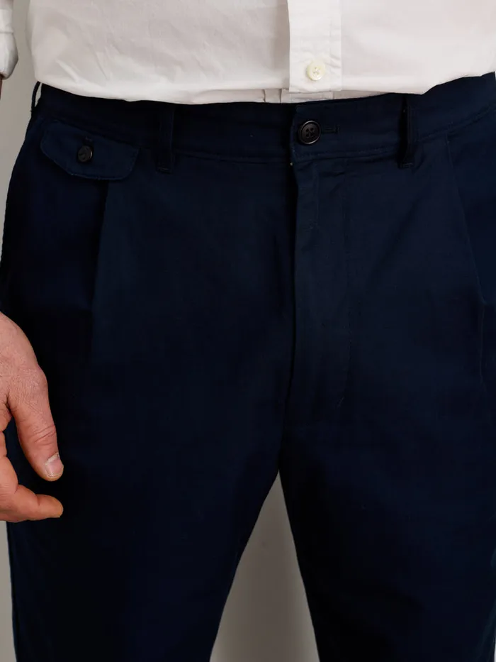 Men Alex Mill Pants Standard Pleated Pant In Cotton Linen Dark Navy