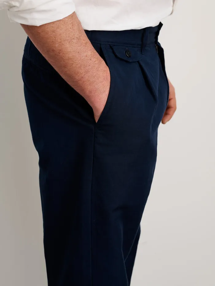 Men Alex Mill Pants Standard Pleated Pant In Cotton Linen Dark Navy