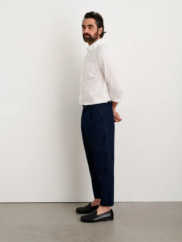 Men Alex Mill Pants Standard Pleated Pant In Cotton Linen Dark Navy