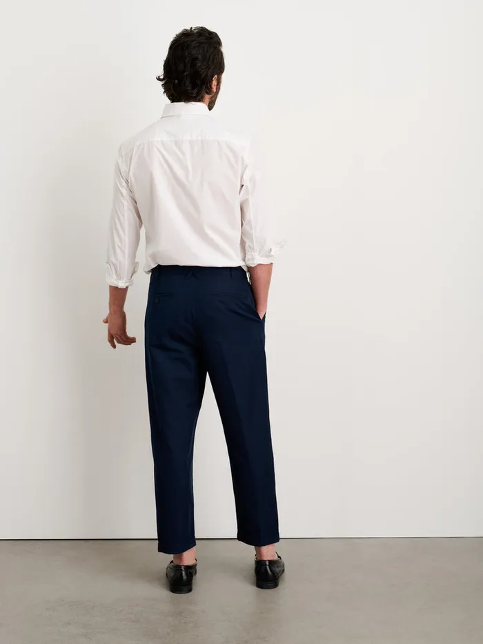 Men Alex Mill Pants Standard Pleated Pant In Cotton Linen Dark Navy