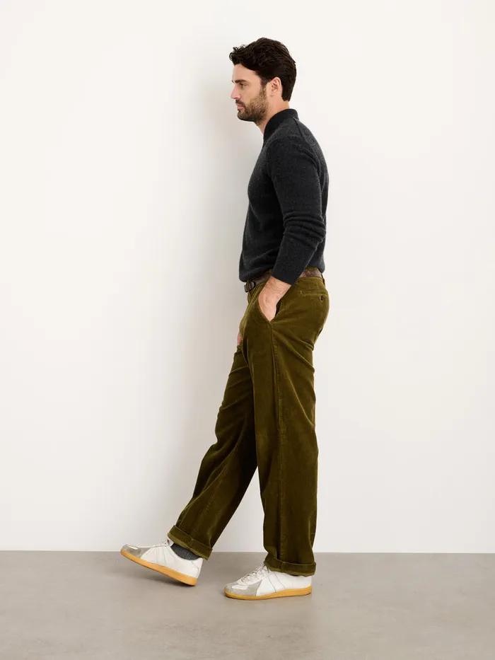 Men Alex Mill Pants Straight Leg Pant In Corduroy Long Inseam Dark Olive