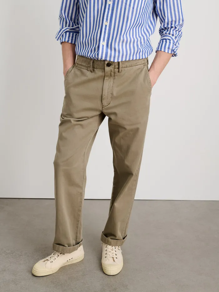 Men Alex Mill Pants Straight Leg Pant In Vintage Washed Chino Long Inseam Vintage Olive