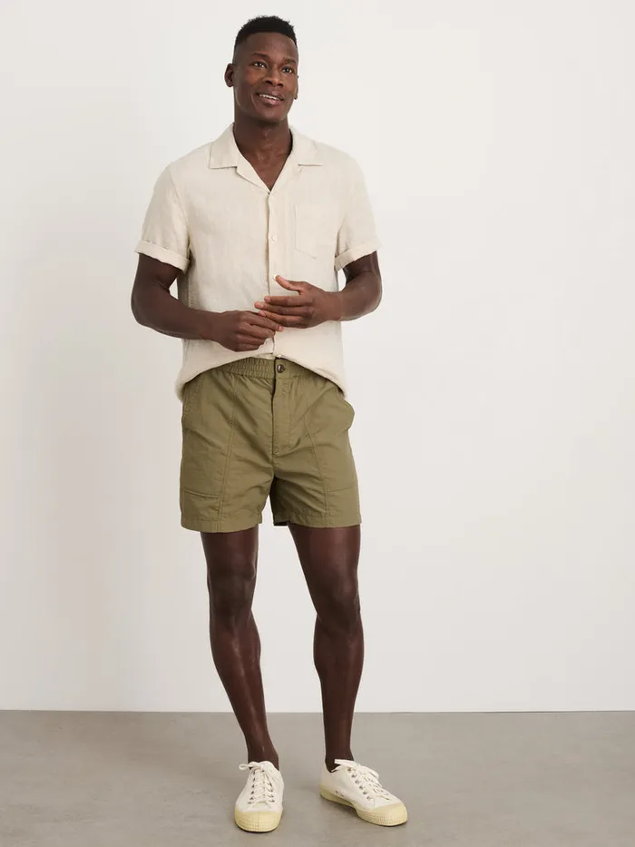 Men Alex Mill Shirts Camp Shirt In Flax Linen