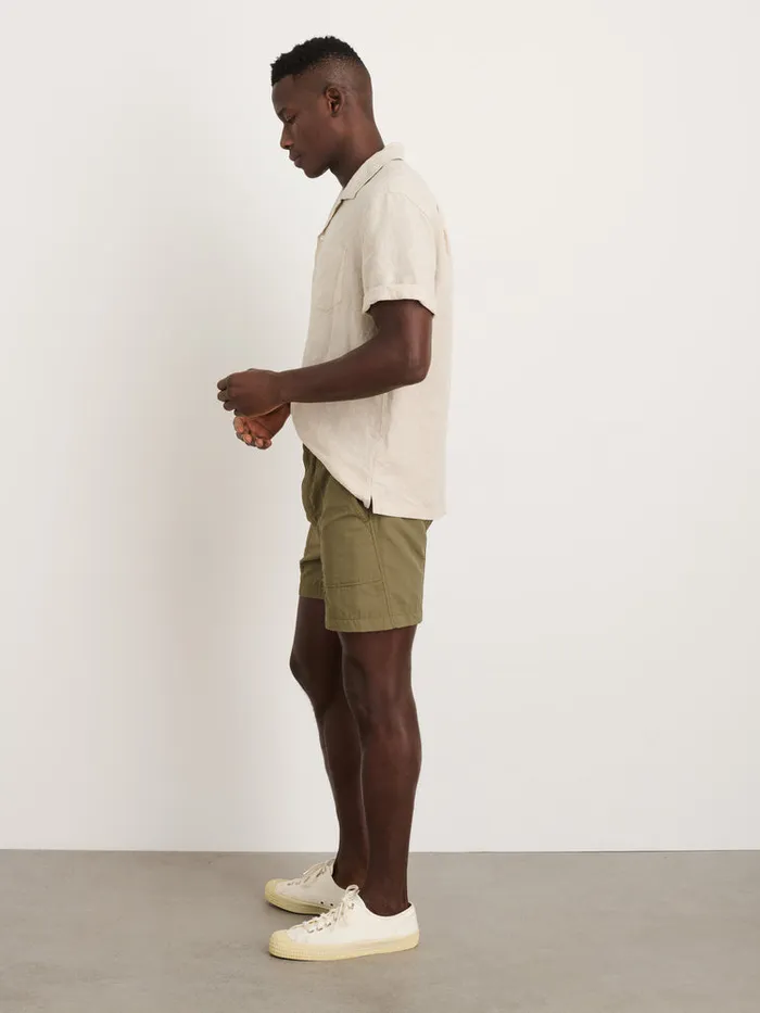 Men Alex Mill Shirts Camp Shirt In Flax Linen