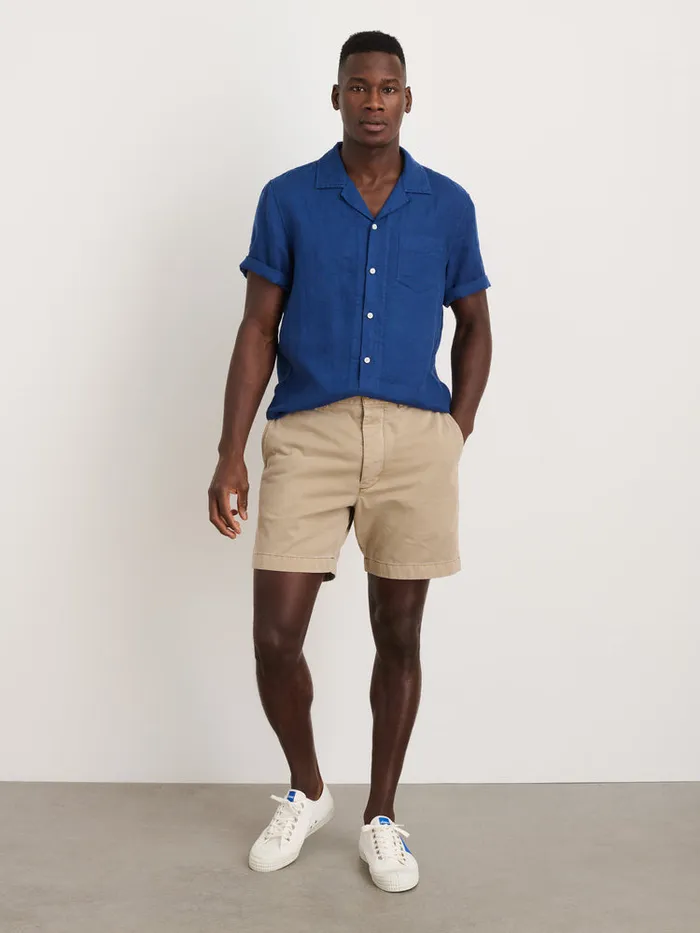 Men Alex Mill Shirts Camp Shirt In Linen French Navy