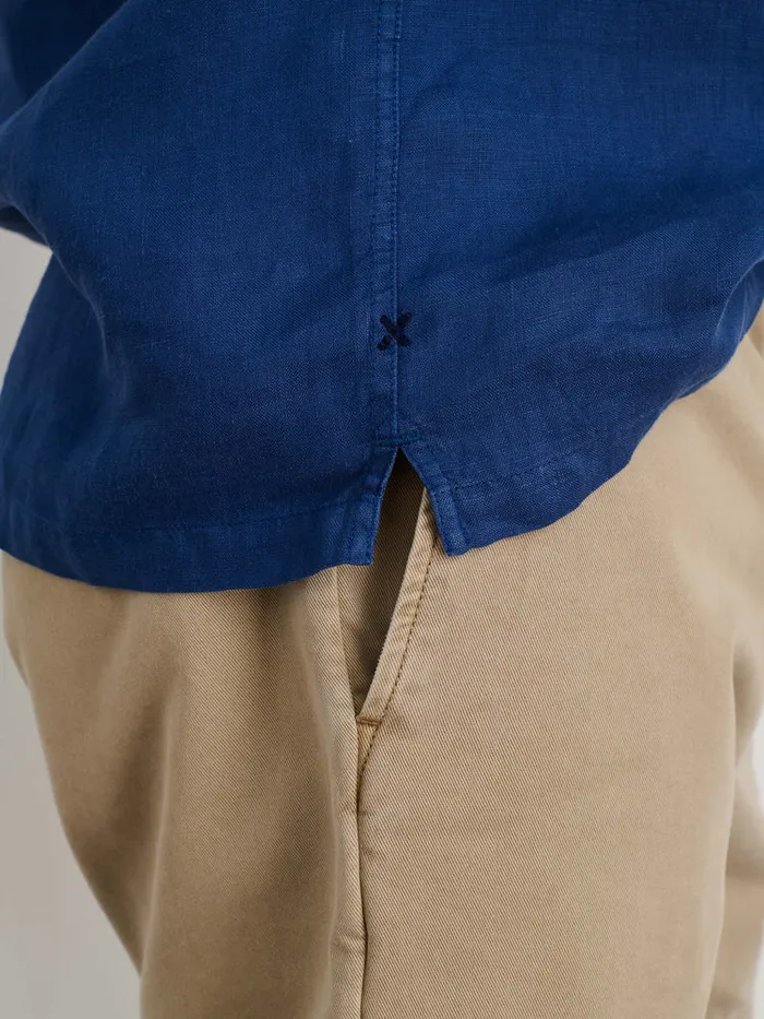 Men Alex Mill Shirts Camp Shirt In Linen French Navy