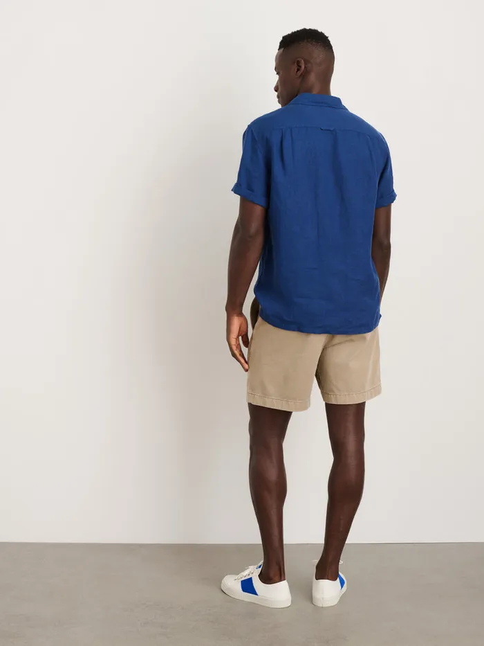 Men Alex Mill Shirts Camp Shirt In Linen French Navy