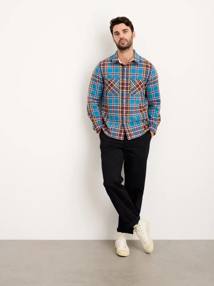 Men Alex Mill Shirts Chore Shirt In Blue Plaid Flannel