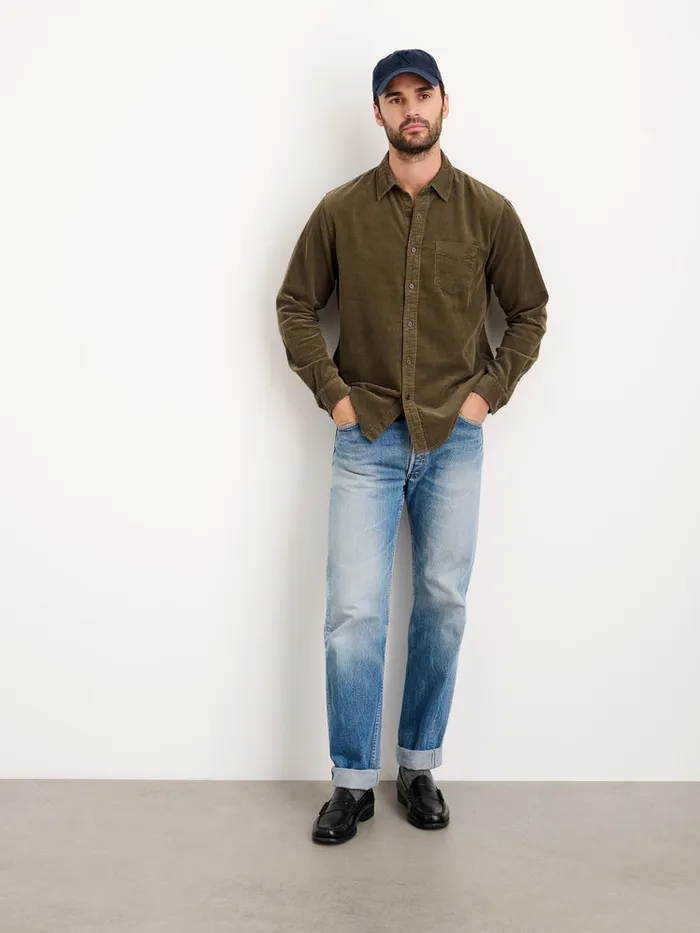 Men Alex Mill Shirts Mill Shirt In Fine Wale Corduroy Military Olive