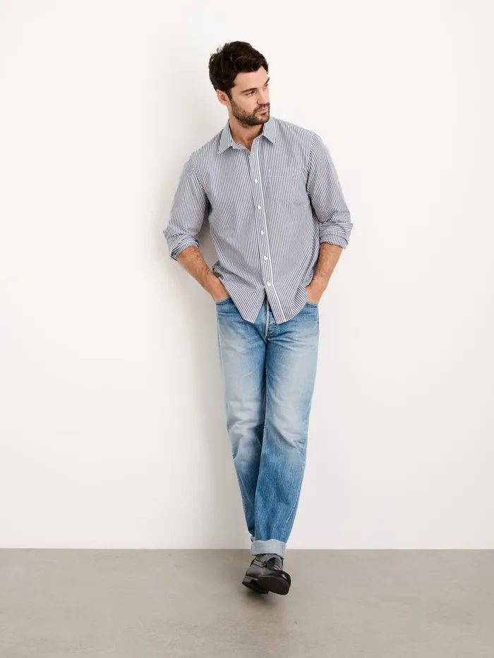 Men Alex Mill Shirts Mill Shirt In Striped Portuguese Poplin Navywhite