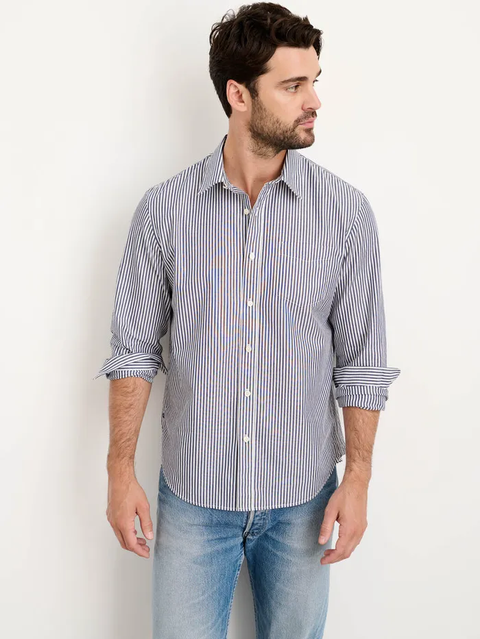 Men Alex Mill Shirts Mill Shirt In Striped Portuguese Poplin Navywhite
