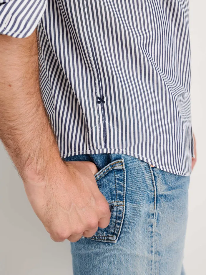 Men Alex Mill Shirts Mill Shirt In Striped Portuguese Poplin Navywhite