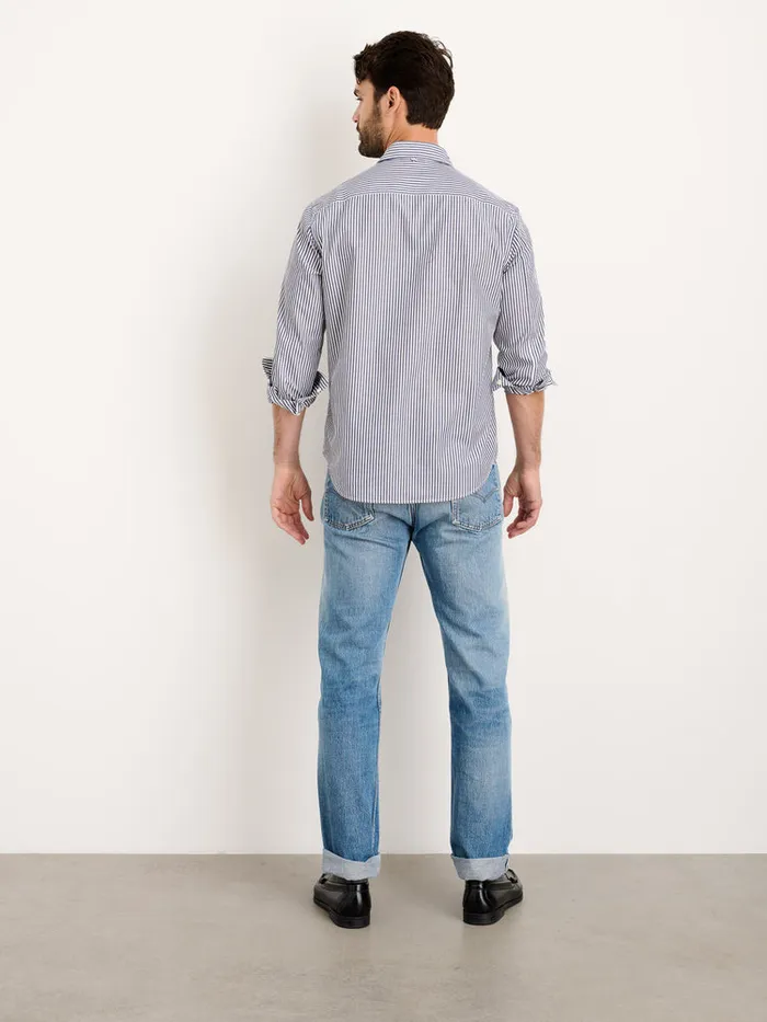 Men Alex Mill Shirts Mill Shirt In Striped Portuguese Poplin Navywhite