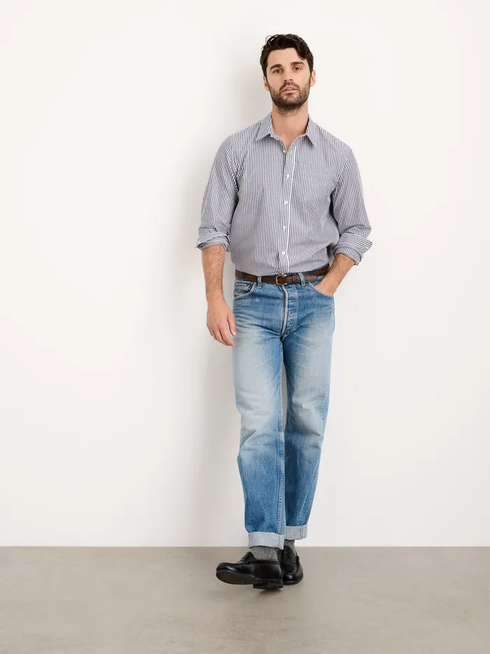 Men Alex Mill Shirts Mill Shirt In Striped Portuguese Poplin Navywhite