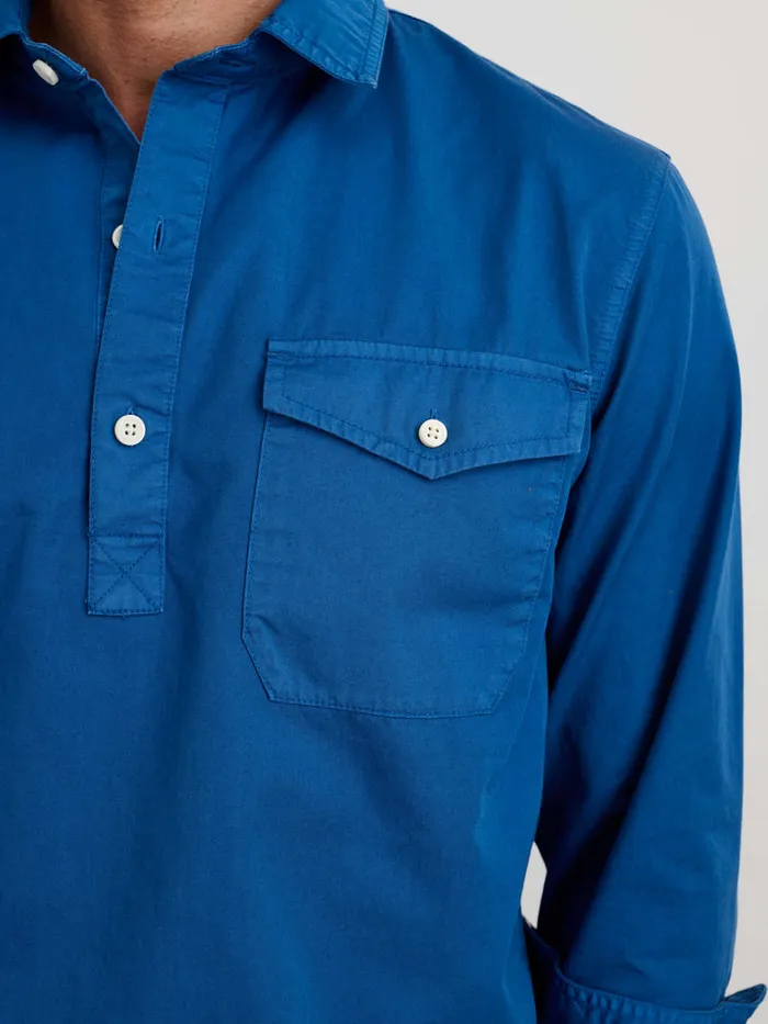 Men Alex Mill Shirts Popover Shirt In Cotton Twill Washed Cobalt