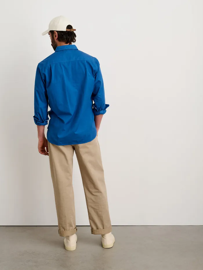 Men Alex Mill Shirts Popover Shirt In Cotton Twill Washed Cobalt