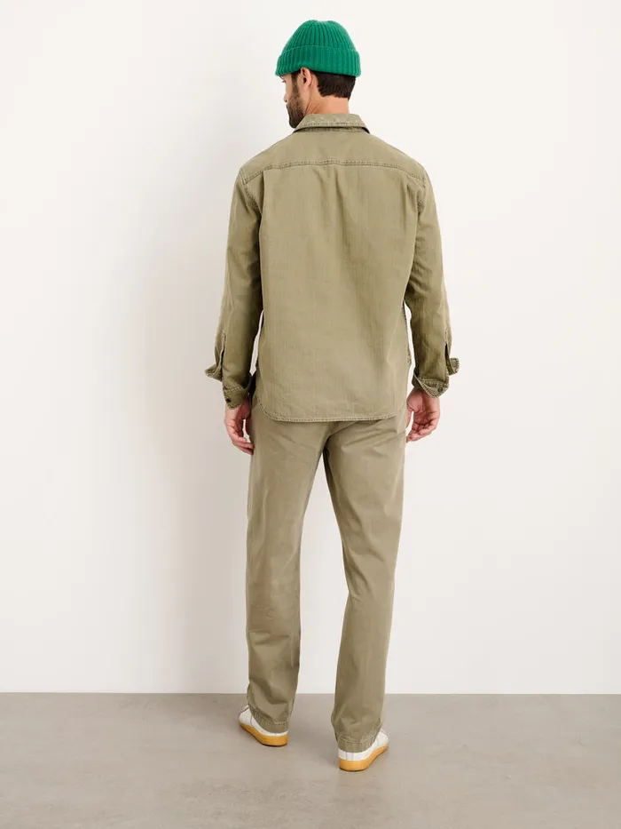 Men Alex Mill Shirts Ryder Popover In Cotton Herringbone Faded Olive