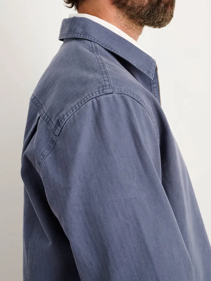 Men Alex Mill Shirts Ryder Popover In Cotton Herringbone Storm Blue