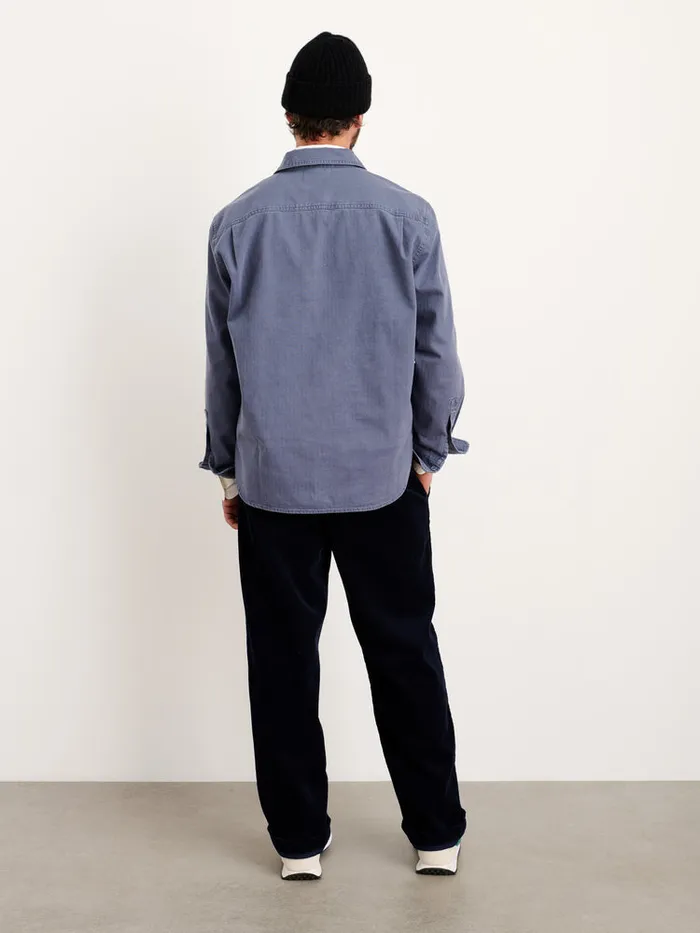 Men Alex Mill Shirts Ryder Popover In Cotton Herringbone Storm Blue