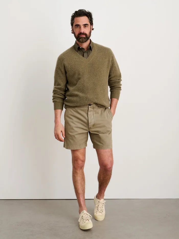 Men Alex Mill Shorts Flat Front Short In Vintage Washed Chino Vintage Olive