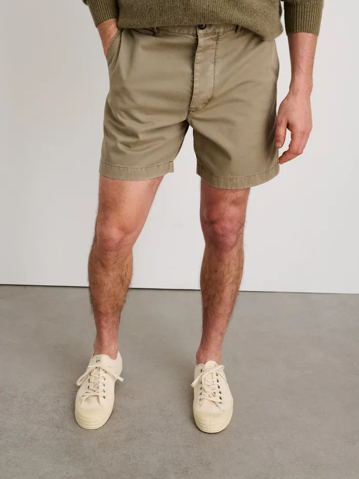 Men Alex Mill Shorts Flat Front Short In Vintage Washed Chino Vintage Olive