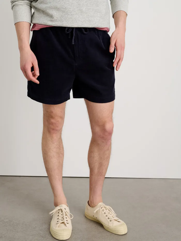 Men Alex Mill Shorts Pull On Short In Fine Wale Corduroy Dark Navy