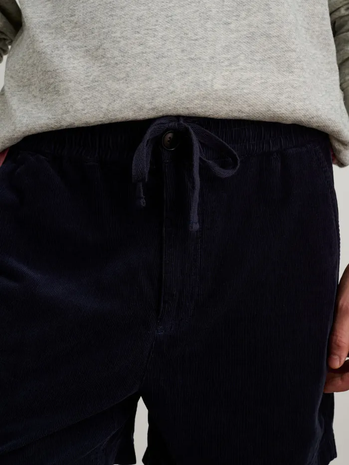 Men Alex Mill Shorts Pull On Short In Fine Wale Corduroy Dark Navy