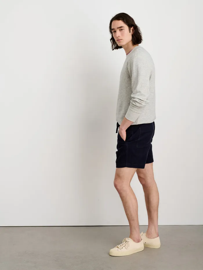 Men Alex Mill Shorts Pull On Short In Fine Wale Corduroy Dark Navy