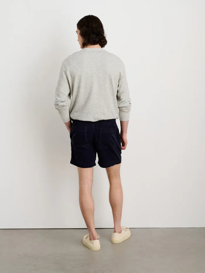 Men Alex Mill Shorts Pull On Short In Fine Wale Corduroy Dark Navy
