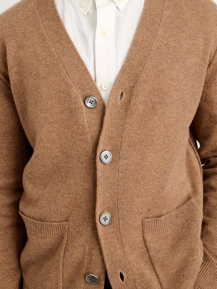 Men Alex Mill Sweaters Sweatshirts Ellsworth Reverse Seam Cardigan In Merino Wool Heather Camel