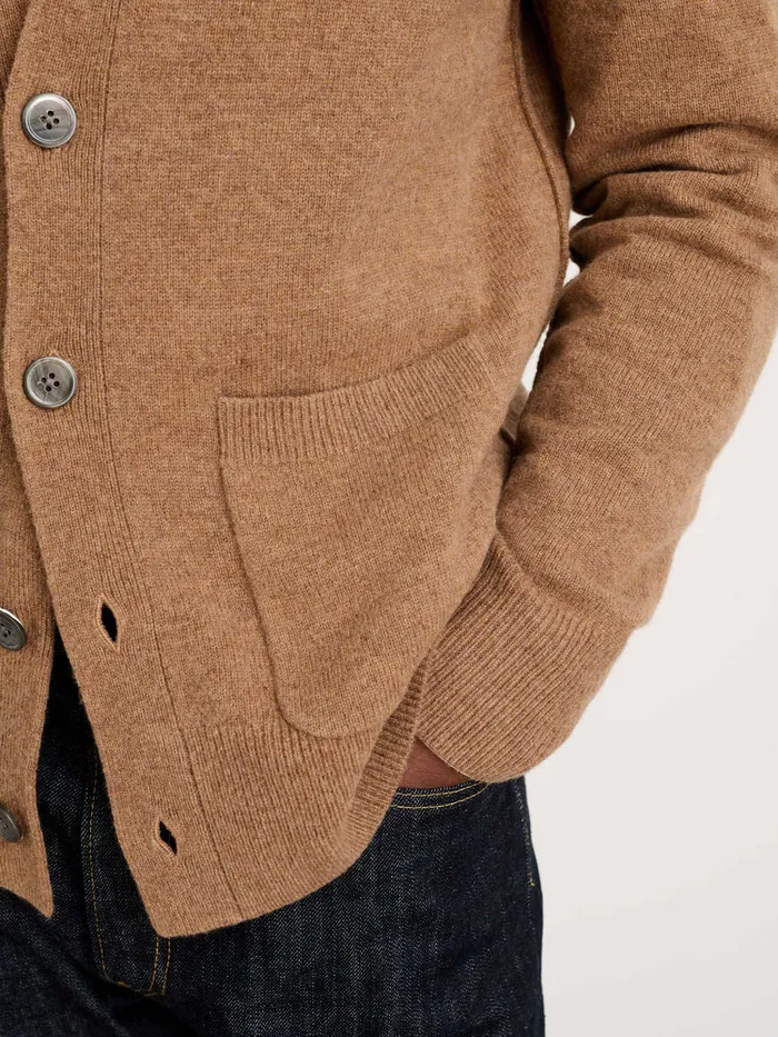 Men Alex Mill Sweaters Sweatshirts Ellsworth Reverse Seam Cardigan In Merino Wool Heather Camel