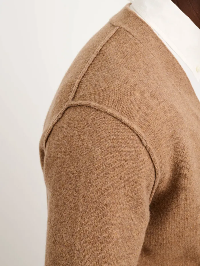 Men Alex Mill Sweaters Sweatshirts Ellsworth Reverse Seam Cardigan In Merino Wool Heather Camel