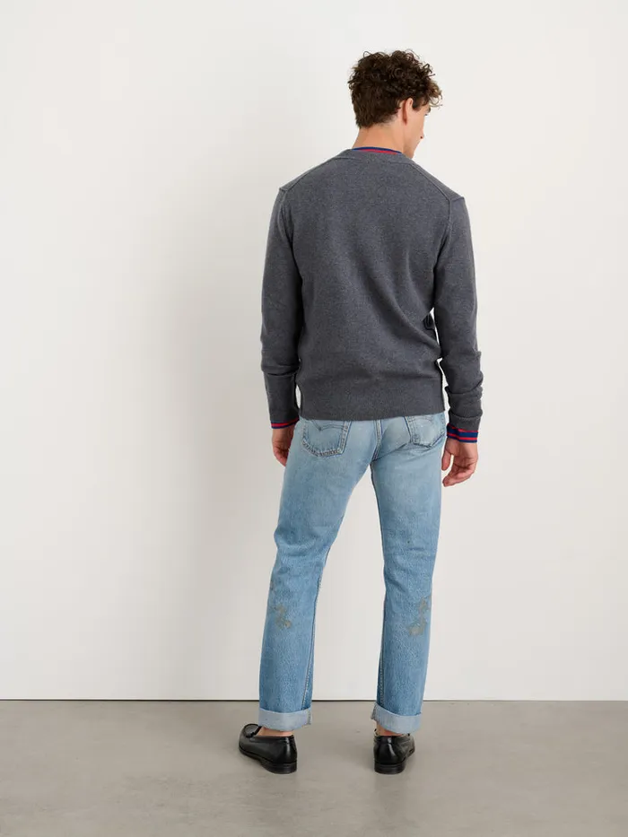 Men Alex Mill Sweaters Sweatshirts Ellsworth Reverse Seam Cardigan In Merino Wool Heather Grey