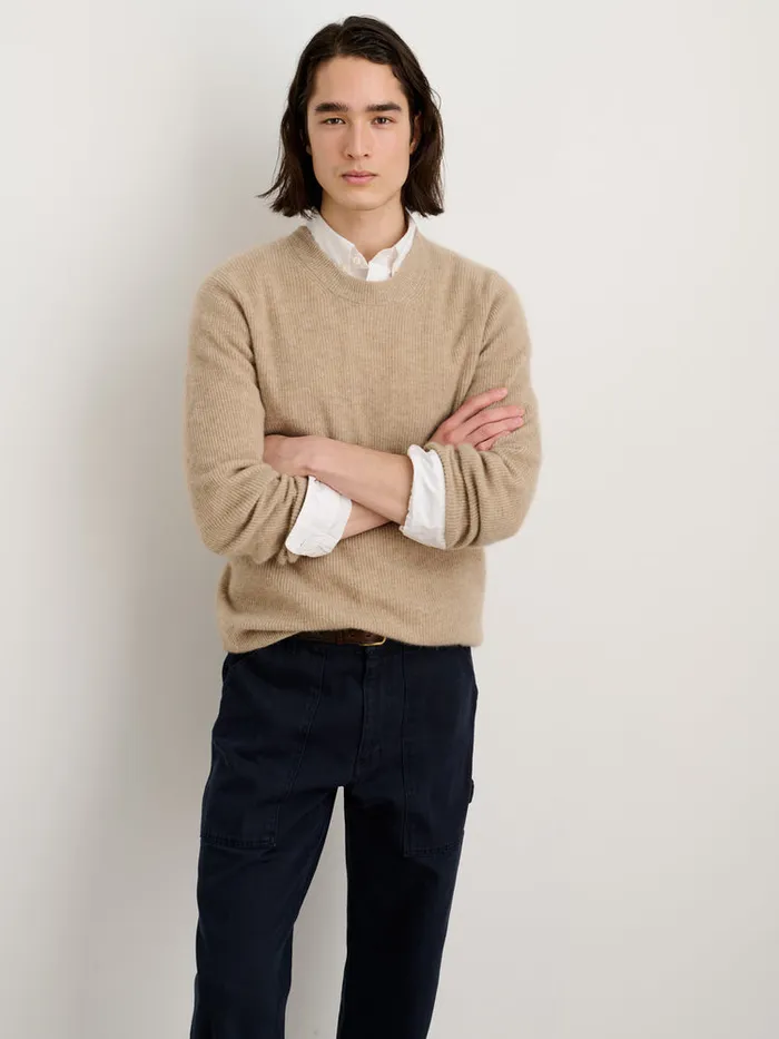 Men Alex Mill Sweaters Sweatshirts Jordan Sweater In Lightweight Cashmere Stone