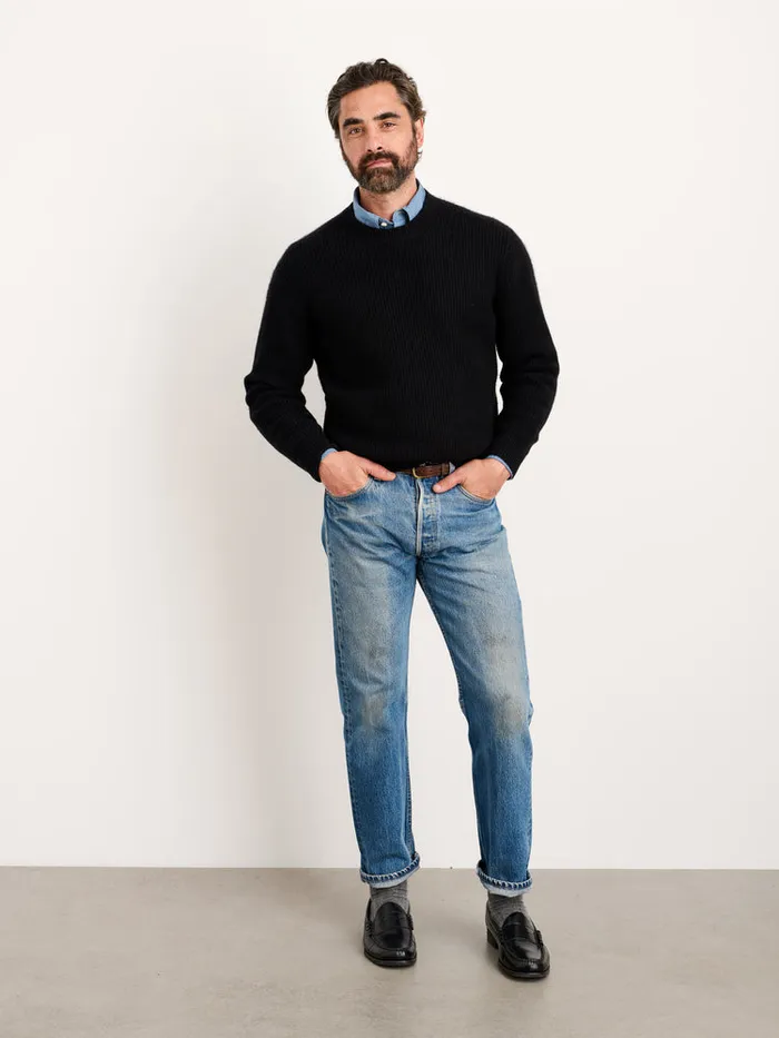 Men Alex Mill Sweaters Sweatshirts Jordan Sweater In Washed Cashmere Black