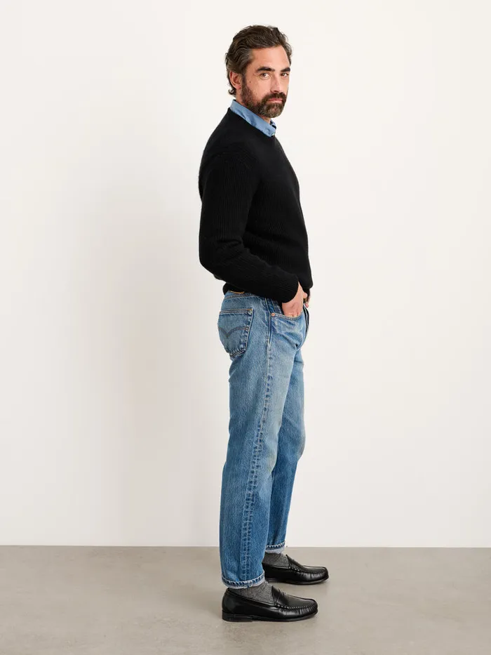 Men Alex Mill Sweaters Sweatshirts Jordan Sweater In Washed Cashmere Black