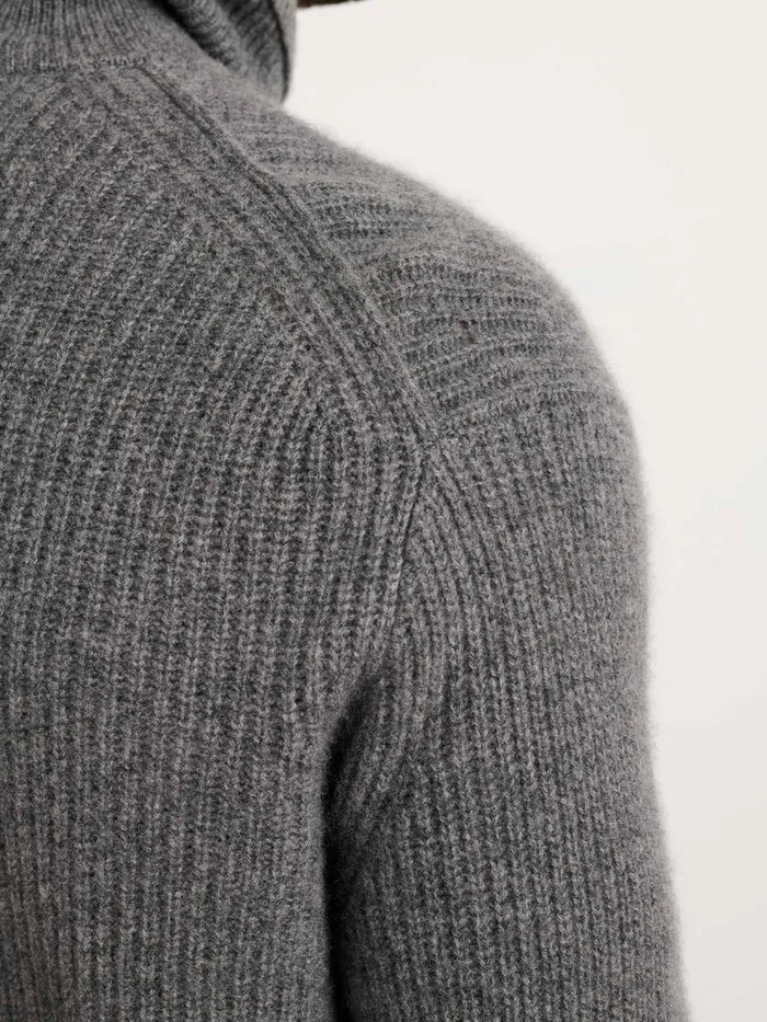 Men Alex Mill Sweaters Sweatshirts Judd Ribbed Turtleneck In Washed Cashmere Heather Pewter